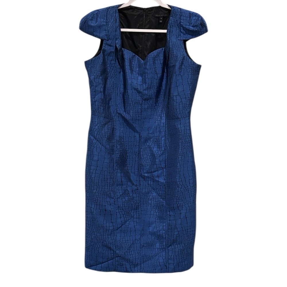 David Meister Sweetheart Neckline Textured Blue Mini Party Date Night Dress 10
